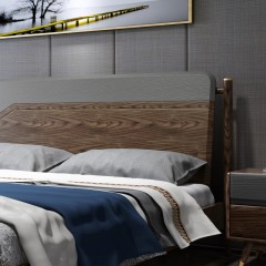 千匠一品北欧风格优质白蜡木+辅材橡木+合金镀铜脚套1.8m床B801-M