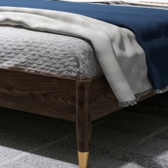 千匠一品北欧风格优质白蜡木+辅材橡木+合金镀铜脚套1.8m床B801-M