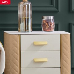 △【精品】千匠一品现代简奢优质岩板+实木内架+扪优质皮+不锈钢五金脚床头柜-A 033-J