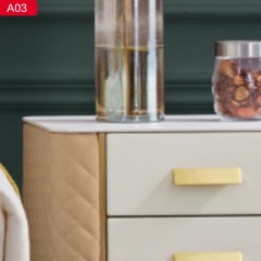 △【精品】千匠一品现代简奢优质岩板+实木内架+扪优质皮+不锈钢五金脚床头柜-A 033-J