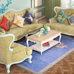千匠一品美式优质橡木+布艺（1+2+3位）沙发组合MS-02-E