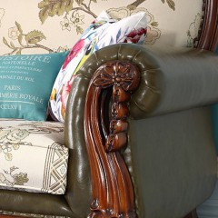 千匠一品美式精选橡木+真皮+布艺（1+2+3位）沙发组合FS 238-E