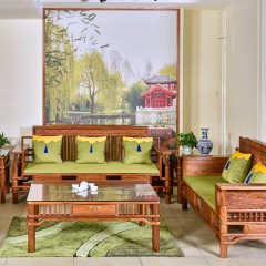 △千匠一品红木家具新中式刺猬紫檀客厅套装角几茶几正大方圆沙发1+2+3/6件-J