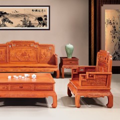 △千匠一品红木家具中式刺猬紫檀客厅套装花几大几沙发国色天香-J