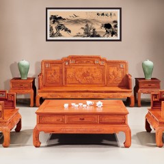 △千匠一品红木家具中式刺猬紫檀客厅套装花几大几沙发国色天香-J