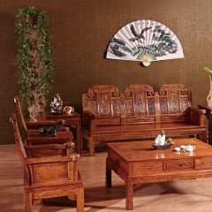 △千匠一品红木家具中式刺猬紫檀客厅套装大几小几花几中如意沙发-J