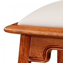 千匠一品新中式优质进口金丝檀木实木框架+皮艺软包妆凳H06-J