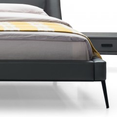 【精品】千匠一品轻奢意式极简优质纳帕皮+全实木框架卧室双人床C05-M