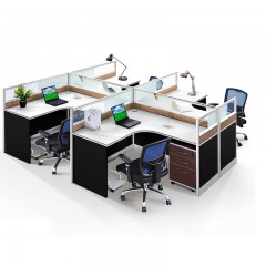 千匠一品现代优质环保型三聚氰胺板四人位办公桌C6701-E