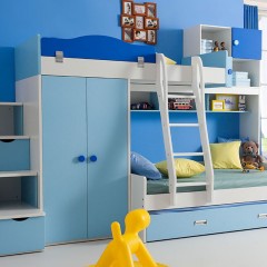 千匠一品简约现代优质密度板儿童床衣柜床组合1.2m上下床子母床多功能拖床805-Y
