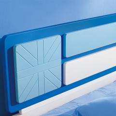 千匠一品儿童青少年环保型高密度板板式床单人床蓝色床现代简约8863-Y