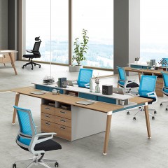 千匠一品现代风格实木颗粒板E1级板材四人位办公桌ZH-820-E
