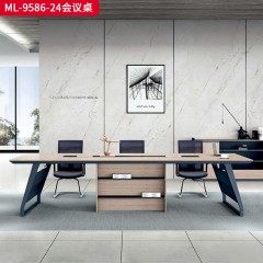 千匠一品 办公风格 E1级刨花板+三聚氰胺饰面纸+铁脚喷漆 高档大气会议桌 ML-9586-24会议桌-X
