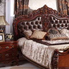 △千匠一品美式古典优质蜡木深色床头柜A13-J