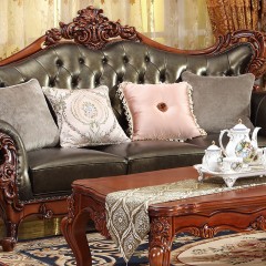 千匠一品美式古典优质白蜡木雕花客厅1+2+3沙发K880-J