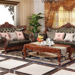 千匠一品美式古典优质白蜡木雕花客厅1+2+3沙发K880-J