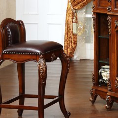 △千匠一品美式古典优质白蜡木实木吧椅B75-J