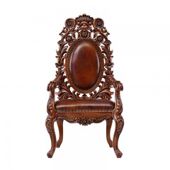 △千匠一品美式古典优质白蜡木真皮餐厅餐椅D57-J