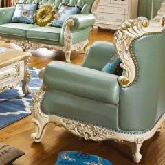 △千匠一品 优质进口橡胶木法式客厅系列1+2+3沙发组合9001-Y