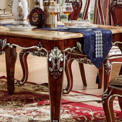 △千匠一品欧式风格优质橡胶木板木结合法式餐厅餐桌6001-Y