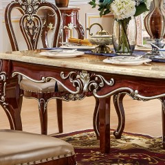 △千匠一品欧式风格优质橡胶木板木结合餐厅餐桌6005-Y