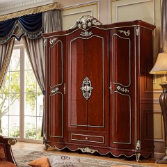 △千匠一品欧式风格优质橡胶木板木结合卧室系列四门衣柜6002-Y