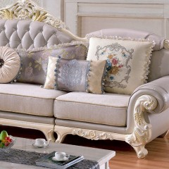 △千匠一品 法式新古典优质橡木+中厚仿真皮配布沙发组合XF-9083#-M