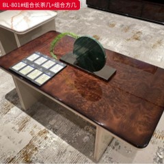 【精品】千匠一品 轻奢现代 胡桃树榴木皮+钢琴烤漆+金属油漆+大理石纹台面 时尚大气茶几BL-801-L