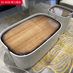 【精品】千匠一品 轻奢现代 E1级环保板+钢琴烤漆+优加利木纹+航空金属 时尚大气茶几BL803-L