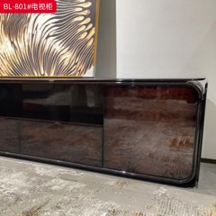 【精品】千匠一品 轻奢意式 胡桃树榴木皮+钢琴烤漆+E1级环保板材 时尚大气电视柜BL-801-L