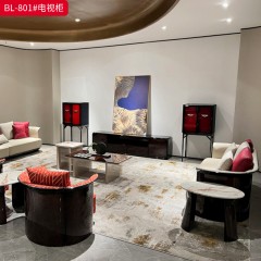 【精品】千匠一品 轻奢意式 胡桃树榴木皮+钢琴烤漆+E1级环保板材 时尚大气电视柜BL-801-L