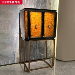 【精品】千匠一品 意式轻奢 黄金樟树榴+镜面玫瑰金 时尚大气装饰柜1973C#-J