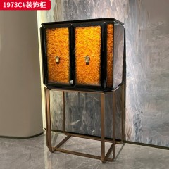 【精品】千匠一品 意式轻奢 黄金樟树榴+镜面玫瑰金 时尚大气装饰柜1973C#-J