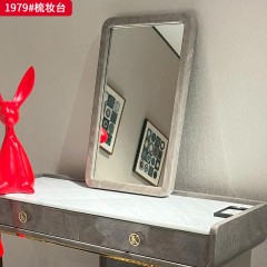 【精品】千匠一品 意式轻奢 进口蓝水晶+雀眼树榴钢琴油漆+304镜面钛金五金+钢化玻璃+优质布艺+高密度海绵+304实心不锈钢 时尚大气梳妆台1979#-J