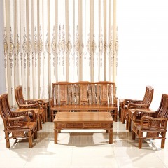 △千匠一品红木家具优质刺猬紫檀客厅十件套明式沙发-J