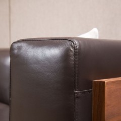千匠一品北欧简约优质进口落叶松实木脚客厅真皮+布艺沙发组合KJ506-M