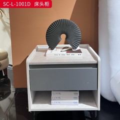 千匠一品 岩石纹柜体+爱马仕大理石纹板+哑光灰色烤漆+碳素钢架脚 时尚大气床头柜 SC-L-1001B\SC-L-1001D-X