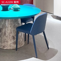 千匠一品 现代风格 西皮+碳素钢架+灰钛色 高档大气餐椅 SC-A2206 餐椅-X