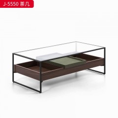 千匠一品 现代风格 五金+胡桃木色+玻璃 高档简约茶几 J-5550 茶几-X