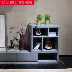 千匠一品 现代风格 爱马仕大理石纹板+爱马仕橙色烤漆+灰色哑光烤漆+岩石纹板 高档大气挂柜地柜边柜 SC-L-1010-X