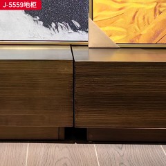 千匠一品 意式风格 天然枫影木+钢琴烤漆工艺+金色全实木拉丝 时尚大气地柜 J-5559-X