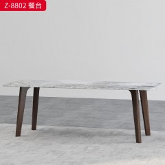 千匠一品 意式风格 奥里奥灰大理石面+白蜡木烟熏色脚 高档大气餐桌 Z-8802-X