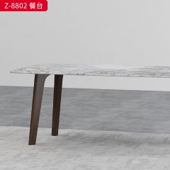 千匠一品 意式风格 奥里奥灰大理石面+白蜡木烟熏色脚 高档大气餐桌 Z-8802-X