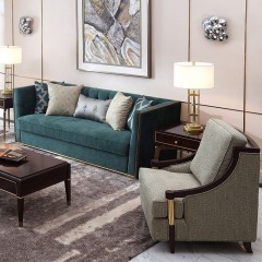 【精品】千匠一品轻奢美式榉木框架+优质高档棉麻三人位沙发SD2225-M