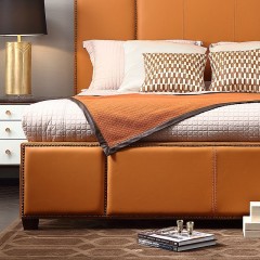 【精品】千匠一品轻奢美式优质榉木+环保油漆1.5m/1.8m卧室双人床SD1207-J