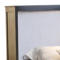 千匠一品新中式白蜡木实木框架+优质布艺卧室1.8M双人床R-C05-M
