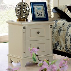 △千匠一品美式风格橡木+中纤板白色板木结合床头柜8803-X