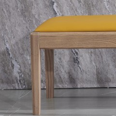 千匠一品意式极简白蜡木+实木多层板+仿皮床尾凳H5008-C