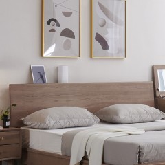 千匠一品北欧风格极简白蜡木+实木多层板+松木排骨架床W01s-C