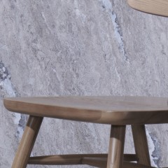 千匠一品意式极简白蜡木+实木多层板+铁艺餐椅H8002-C